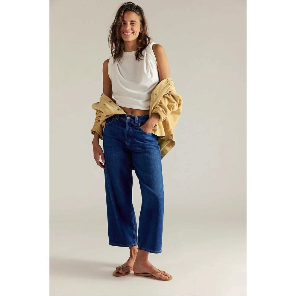 Free People Carina Ultra Soft Low Rise 90s Baggy Boyfriend Jeans Blue 33 Long